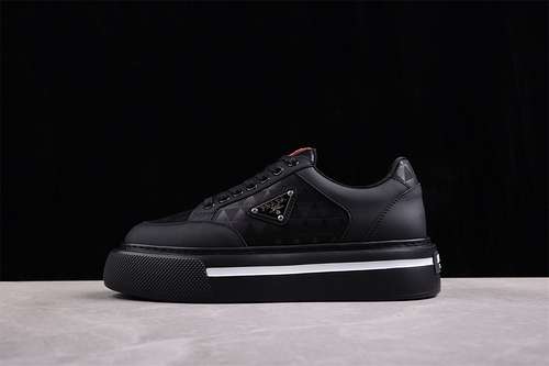 5001E661M_3LF5_F0632_F_045PRADA MACRO RENYLON LOW SNEAKERS WHITEBLACKREDMAN3845