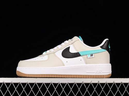 300DX6062101AIR FORCE 1 LOW 07 SPLICED SWOOSH BEIGEWHITEBLACKWOMAN3639MAN4045