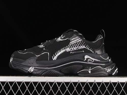 580W2FW60102BALENCIAGA TRIPLE S BLACKGREYWHITEWOMAN3539MAN4046