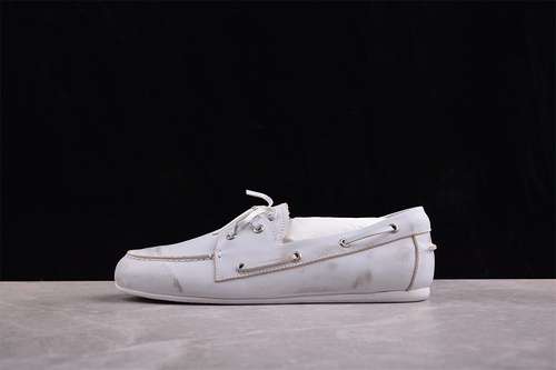 340MIUMIU 2024SS SPRING SUMMER CATWALKS LACEUP DRIVING LOAFERS BEANIE SHOES WHITEWOMAN3540