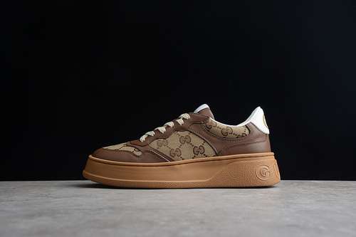580676092 UPG20 2866GUCCI CHUNKY B SNEAKERS BROWNKHAKIWHITEWOMAN3540MAN3945