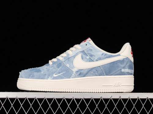 320DY1830100AIR FORCE 1 LOW 07 DENIM BLUEBEIGEREDMAN3945