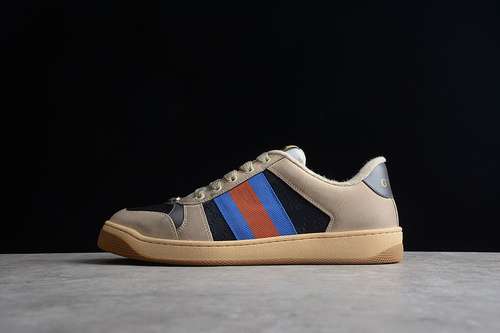 510GUCCI DISTRESSED SCREENER SNEAKERS KHAKIBLACKBLUEREDUNISEX3544