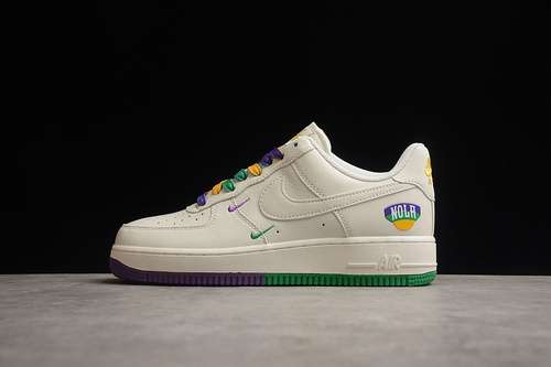 340TF8896303AIR FORCE 1 LOW 07 STRING BEIGEGREENPURPLEWOMAN3639MAN4045