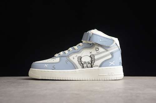 【350】[CW2308-211]-[KAWS X AIR FORCE 1 MID GREY/WHITE/BLUE]-[WOMAN:36-39]-[MAN:40-45]