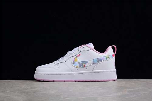 【300】[CK5426-100]-[COURT BOROUGH LOW 2 SE GS FLORAL SWOOSH WHITE/LIGHT ARCTIC PINK]-[WOMAN:36-40]