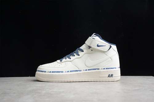 【360】[NU8802-303]-[UNINTERRUPTED X AIR FORCE 1 MID MORE TH WHITE/BEIGE/DARK BLUE]-[UNISEX:36-45]