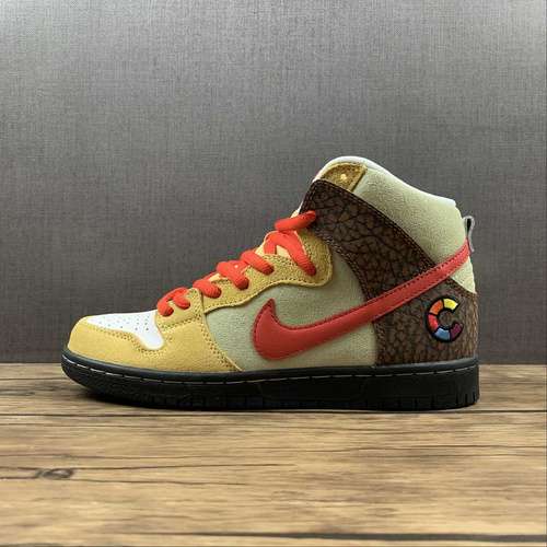 【400】[CZ2205-700]-[COLOR SKATES X DUNK HIGH SB KEBAB AND DESTROY YELLOW/RED/WHITE-BROWN]