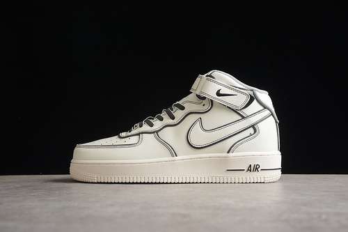 【340】[AQ2898-008]-[AIR FORCE 1 07 MID BEIGE/BLACK/BEIGE]-[WOMAN:36-39]-[MAN:40-45]