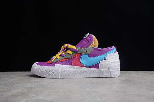 【320】[DM7901-500]-[KAWS X SACAI X BLAZER LOW PURPLE DUSK/BLUE-RED]-[WOMAN:36-39]-[MAN:40-45]