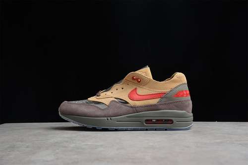 【340】[DD1870-200]-[CLOT AIR MAX 1 KISS OF DEATH CHA BROWN/GREY/YELLOW-RED]-[WOMAN:36-39]-[MAN:40-46]