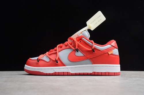 【430】[CT0856-600]-[GZ OFF-WHITE X DUNK LOW UNIVERSITY RED/WOLF GREY]-[UNISEX:36-46]