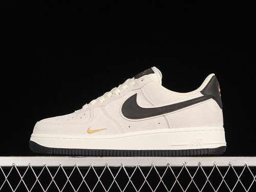 【340】[KK5636-810]-[AIR FORCE 1 07 LOW BEIGE/BLACK/GOLD]-[WOMAN:36-39]-[MAN:40-45]