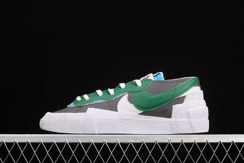 【320】[DD1877-001]-[SACAI X BLAZER LOW MEDIUM GREY/CLASSIC GREEN/WHITE]-[WOMAN:36-39]-[MAN:40-45]