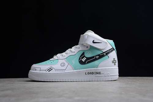 【380】[CW2288-116]-[AIR FORCE 1 MID 07 WHITE/GREEN LAKE-BLACK]-[WOMAN:36-39]-[MAN:40-45]