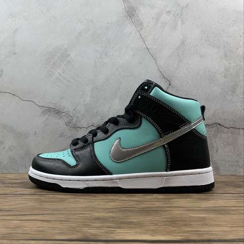 【430】[653599-400]-[DIAMOND SUPPLY CO DUNK HIGH PREMIUM SB TIFFANY AQUA/CHROME-BLACK]-[UNISEX:36-46]