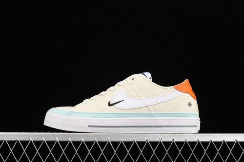 【250】[DJ5207-113]-[COURT LEGACY CANVAS WHITE/LIGHT BLUE/ORANGE]-[WOMAN:36-39]-[MAN:40-45]