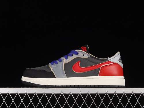 【300】[DV0982-006]-[AIR JORDAN 1 RETRO LOW OG BLACK/DARK SMOKE GREY/DARK BLUE-RED]-[UNISEX:36-45]