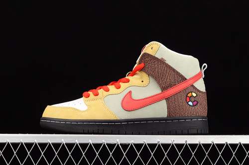 【550】[CZ2205-700]-[COLOR SKATES X DUNK HIGH SB KEBAB AND DESTROY YELLOW/RED/WHITE-BROWN]