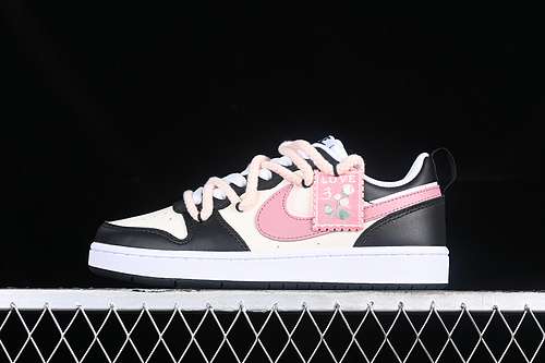 【320】[BQ5448-104]-[COURT BOROUGH LOW 2 GS WHITE/BLACK/PINK]-[WOMAN:35.5-41]