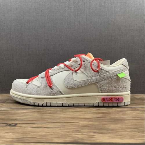【360】[DJ0950-103]-[OW X SB DUNK LOW LOT 40 OF 50 SAIL/NEUTRAL GREY/GLOBAL RED]-[UNSIEX:36-46]