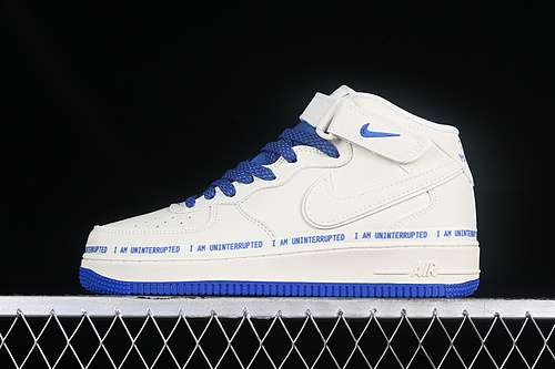 【340】[NU3060-686]-[UNINTERRUPTED AIR FORECE 1 07 MID MORE THAN WHITE/BLUE]-[WOMAN:36-39]-[MAN:40-45]