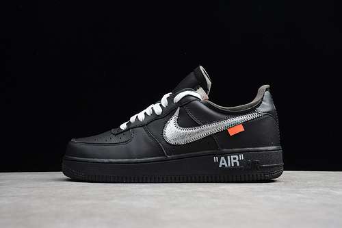 [91-89-100]-[AV5210-001]-[OFF WHITE X AIR FORCE 1 LOW 07 VIRGIL BLACK/METALLIC SILVER]