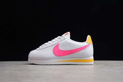 [52-50-58]-[807471-112]-[CLASSIC CORTEZ LEATHER SHOES WHITE/LASER FUSCHIA-LASER]-[[WOMAN:36-39]