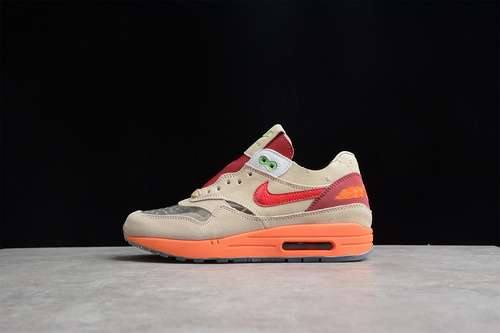 【340】[DD1870-100]-[CLOT X AIR MAX 1 KISS OF DEATH 2021 NET/DEEP RED/ORANGE BLAZE]-[UNISEX:36-45]