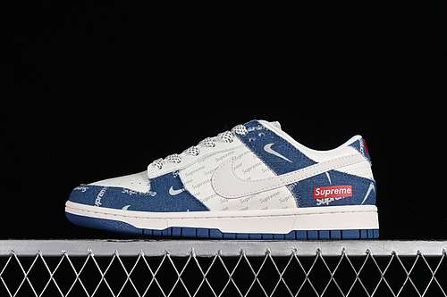 【360】[FC1688-194]-[DUNK LOW SUPREME SB WHITE/GREY/BLUE]-[WOMAN:36-39]-[MAN:40-45]