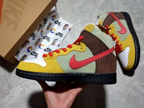 【550】[CZ2205-700]-[COLOR SKATES X DUNK HIGH SB KEBAB AND DESTROY YELLOW/RED/WHITE-BROWN]