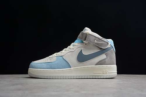 【360】[AL6896-559]-[AIR FORCE 1 07 MID BEIGE/LIGHT BLUE/GREY]-[WOMAN:36-39]-[MAN:40-45]