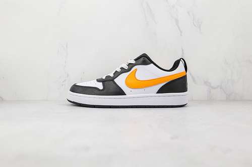 【250】[BQ5448-115]-[COURT BOROUGH LOW 2 GS WHITE/BLACK/DARK SMOKE GREY/TOTAL ORANGE]-[UNISEX:36-44]