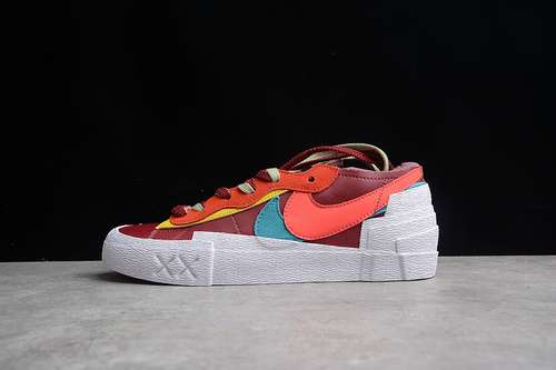 【320】[DM7901-600]-[KAWS X SACAI X BLAZER LOW TEAM RED/HOT LAVA/WHITE]-[WOMAN:36-39]-[MAN:40-45]