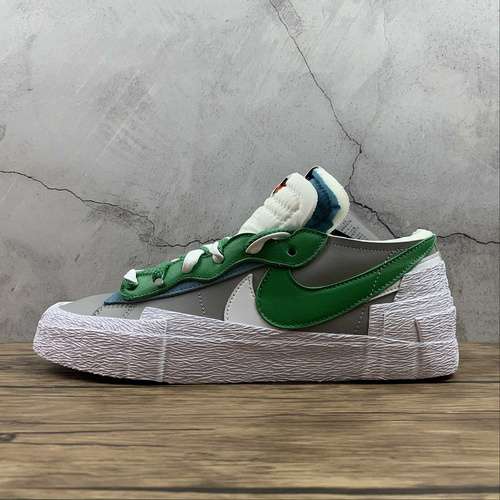 【300】[DD1877-001]-[SACAI X BLAZER LOW MEDIUM GREY/CLASSIC GREEN/WHITE]-[WOMAN:36-39]-[MAN:40-46]