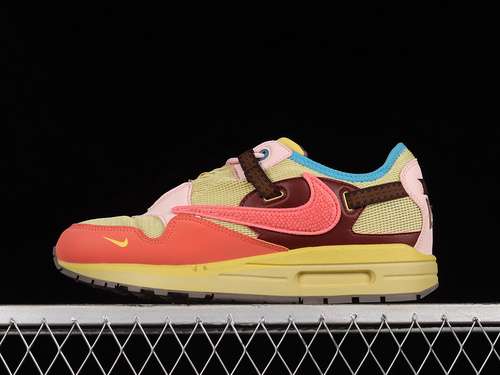 【340】[DO9392-300]-[TRAVIS SCOOT X AIR MAX 1 OVERHEAD KICK PINK YELLOW/MULTI-COLOR]-[UNISEX:36-47.5]