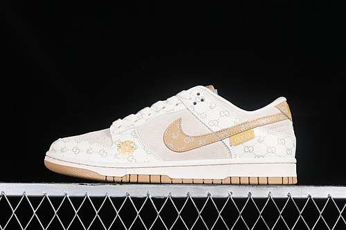 【400】[FC1688-157]-[GU*CCI SB DUNK LOW WHITE/GREY/GOLD]-[WOMAN:36-39]-[MAN:40-45]