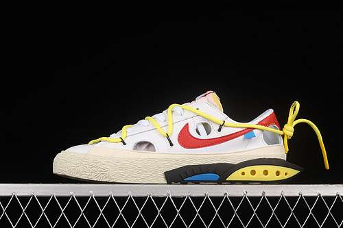 【400】[DH7863-100]-[OW X BLAZER LOW WHITE/UNIVERSITY RED/YELLOW]-[WOMAN:36-39]-[MAN:40-46]