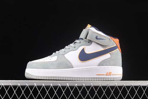 【340】[CQ5059-203]-[AIR FORCE 1 07 MID GREY/BLUE/ORANGE/WHITE]-[WOMAN:36-39]-[MAN:40-45]