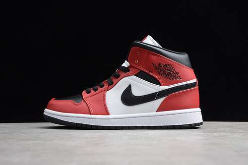 【340】[554724-069]-[GZ AIR JORDAN 1 MID CHICAGO TOE BLACK/GYM RED-WHITE]-[UNISEX:36-47.5]