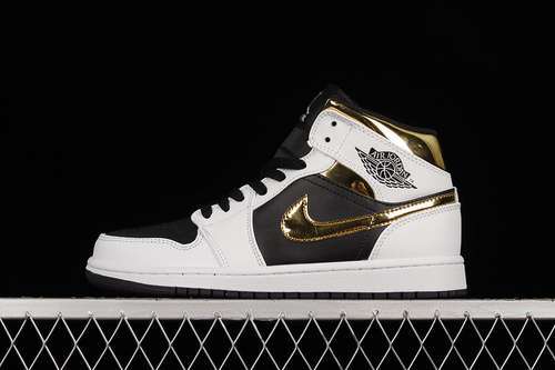 【340】[554724-190]-[AIR JORDAN 1 MID WHITE/BLACK-METALLIC GOLD]-[WOMAN:36-39]-[MAN:40-46]