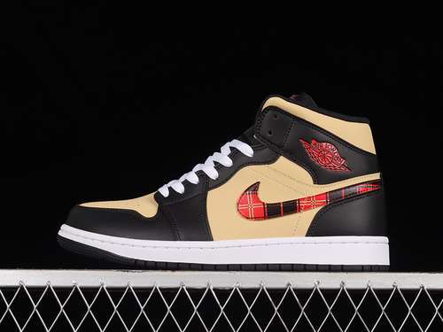 【340】[DZ5329-001]-[AIR JORDAN 1 MID SE TARTAN SWOOSH BLACK/SESAME/FIRE RED/MULTI-COLOR]-[MAN:40-46]