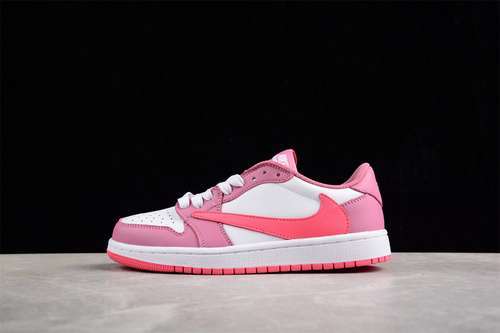 【300】[DM7866-227]-[FRAGMENT TRAVIS SCOTT AIR JORDAN 1 LOW WHITE/PINK/RED]-[WOMAN:36-40]