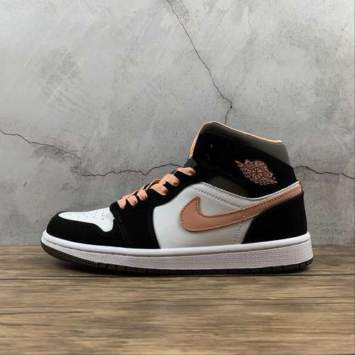 【340】[DH0210-100]-[AIR JORDAN 1 MID SE WHITE/APRICOT/AGATE/BLACK]-[WOMAN:36-40]