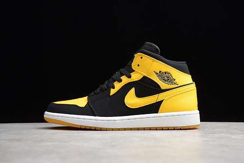 [554724-035]-[ST AIR JORDAN 1 RETRO MID NEW LOVE BLACK/VARSITY MAIZE-WHITE]