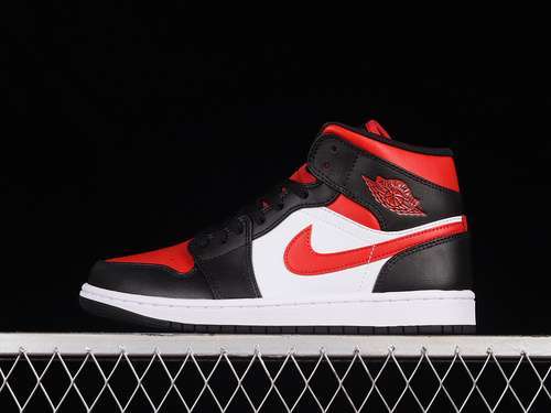 【340】[554724-079]-[AIR JORDAN 1 MID BRED TOE BLACK/WHITE/FIRE RED]-[WOMAN:35.5-39]-[MAN:40-46]