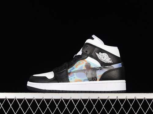 【320】[DR9495-001]-[AIR JORDAN 1 MID GS HOLOGRAM BLACK/NEW EMERALD/TAXI/DARK CONCORD/UNIVERSITY RED]