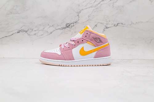 【340】[DC9517-600]-[AIR JORDAN 1 MID SE GS LIGHT ARCTIC PINK/UNIVERSITY GOLD/WHITE]-[WOMAN:35.5-40]