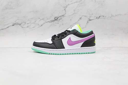 【300】[553560-151]-[AIR JORDAN 1 LOW GS WHITE/BLACK/GREEN GLOW/VIOLET SHOCK]-[WOMAN:36-40]