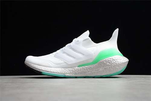 【300】[FY0383]-[ULTRABOOST 21 SHOES CRYSTAL WHITE/CRYSTAL WHITE-HAZY GREEN]-[WOMAN:36-39]-[MAN:40-45]